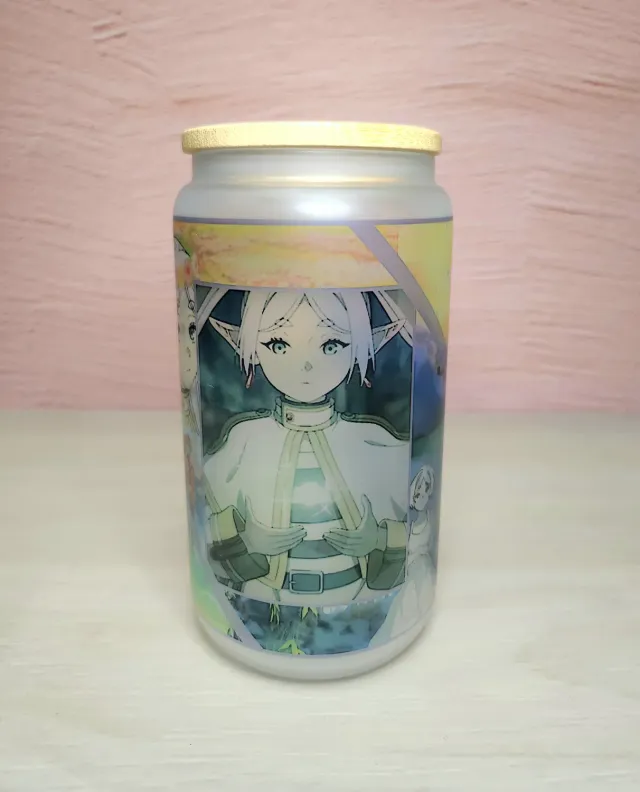Anitaku Kawaii Elf Mage 16 oz glass med bambuslokk og sugerør