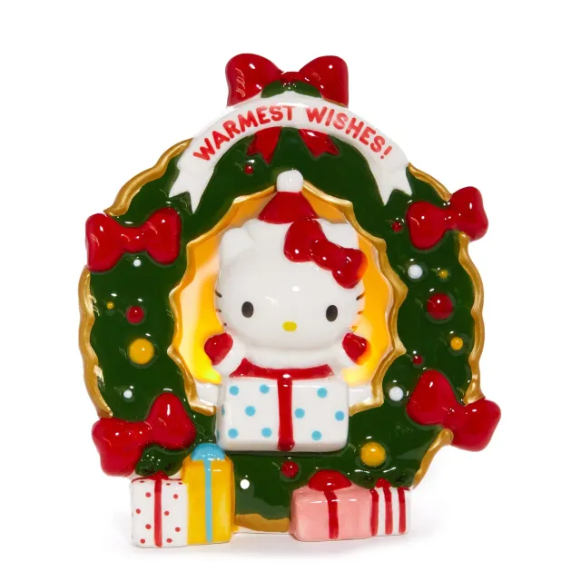 Hello Kitty Holiday Wreath keramisk telysholder kun LED-lys