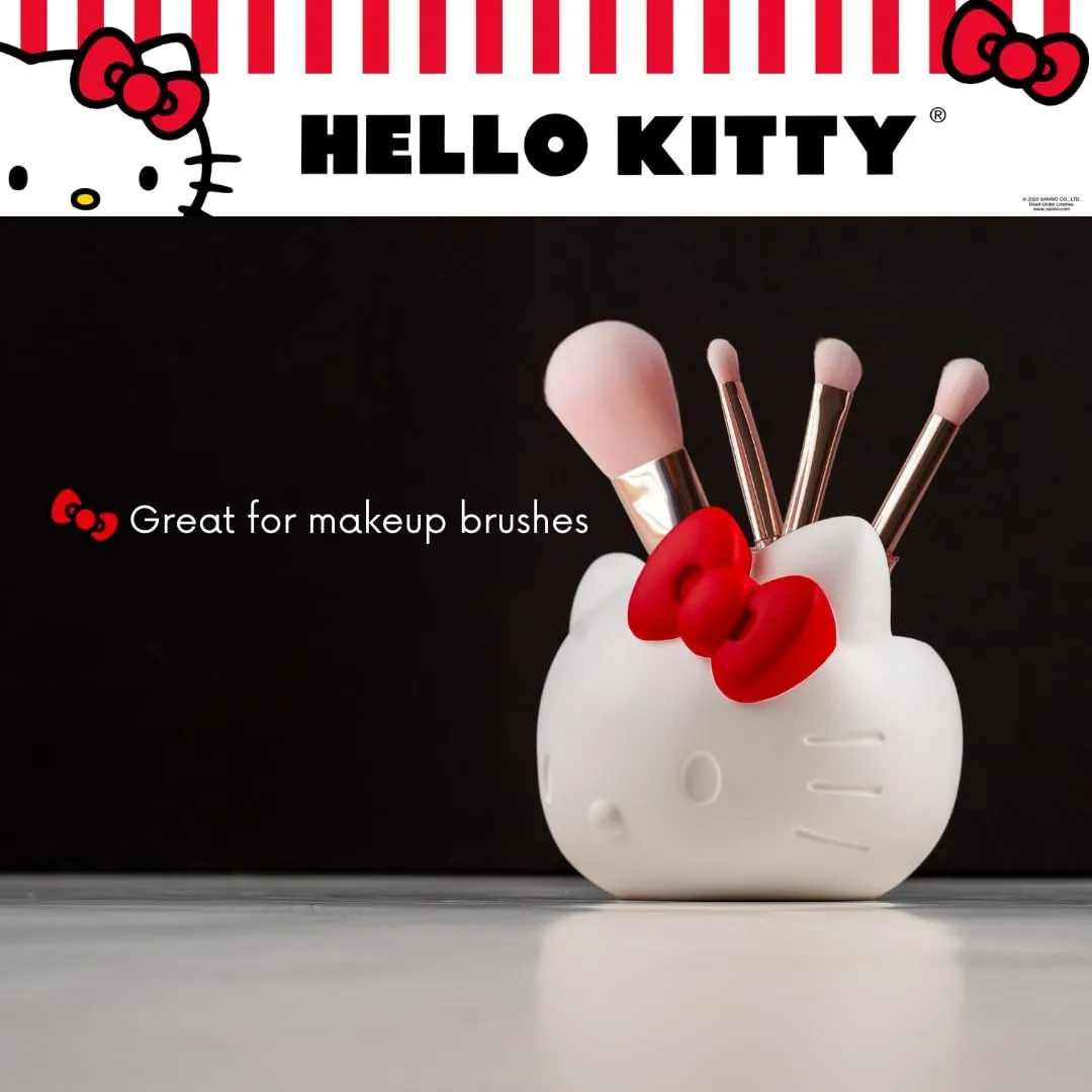 Hello Kitty Classic Cutie tannbørsteholder med rød sløyfe – polyresin