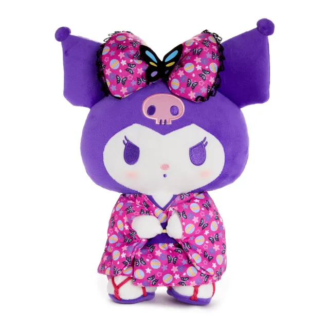 Hello Kitty Kuromi 14" stående plysjbamse rosa kimono