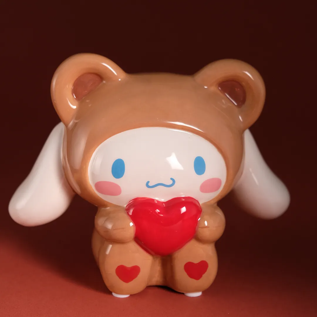 Hello Kitty Cinnamoroll & Teddy Bear Love keramikkfigur håndmalt