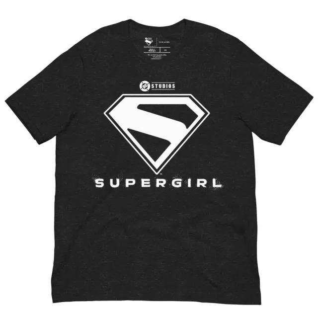 Supergirl (2026 Movie) Black & White Logo T-skjorte, Black Heather XS