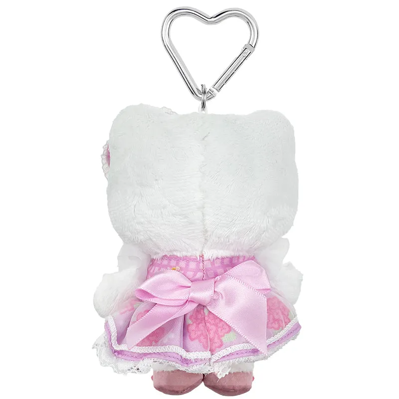 Hello Kitty 50th Anniversary Floral Series Raspberry Plush Mascot nøkkelring
