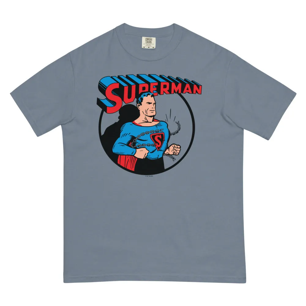 Batman SUPERMAN Breaking Chains Comfort Colors T-skjorte rød, marineblå, blå eller smørgul bomull