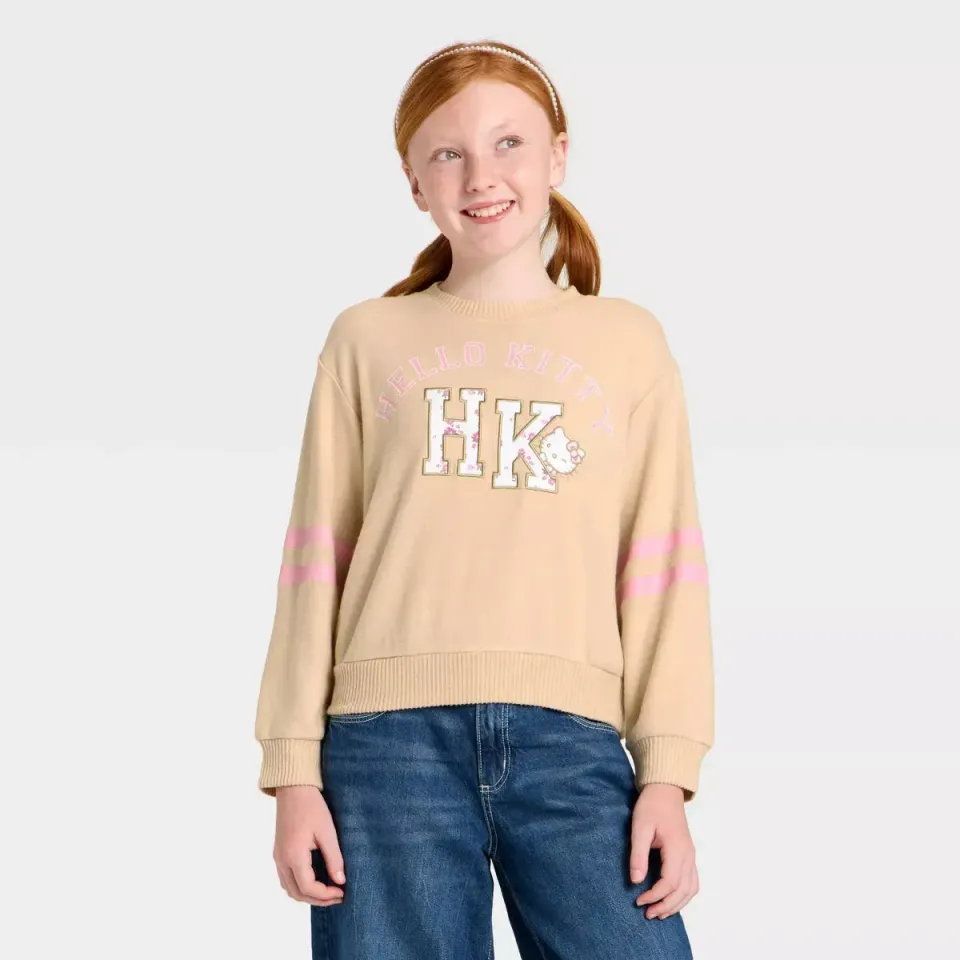 Hello Kitty Floral Patch fleecegenser beige til jente