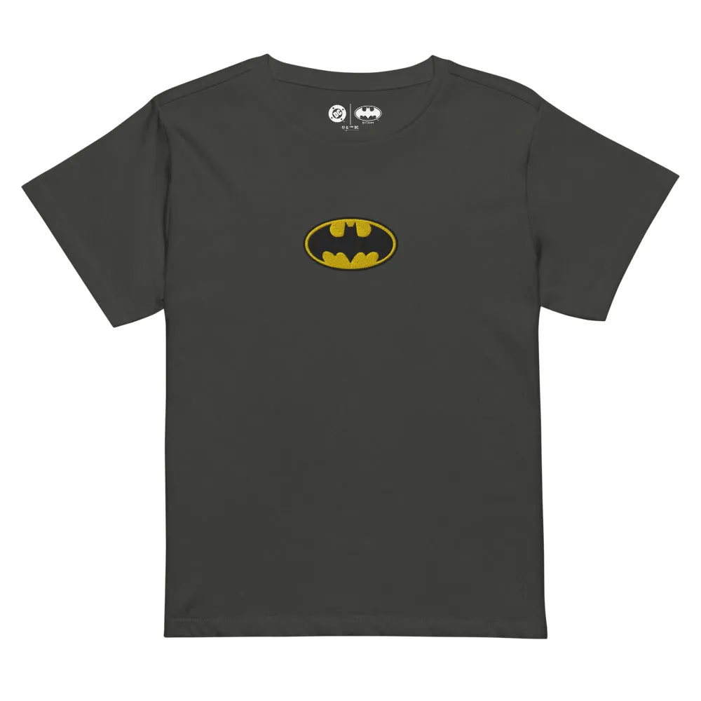 Batman Logo T-skjorte for dame svart høy midje brodert