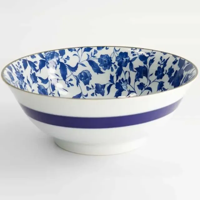 Neo Tokyo Japanese Ramen Porcelain Bowl ramenbolle 1000 ml blå blomst
