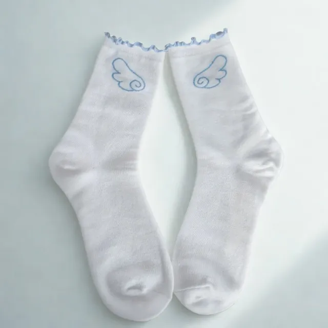 Kururu4ever Angel Wings Crew Socks sokker hvite EU 37–42 bomull