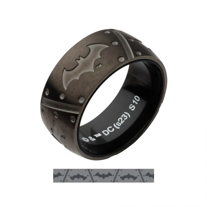 Batman Batarang-ring størrelse 9 svart stål