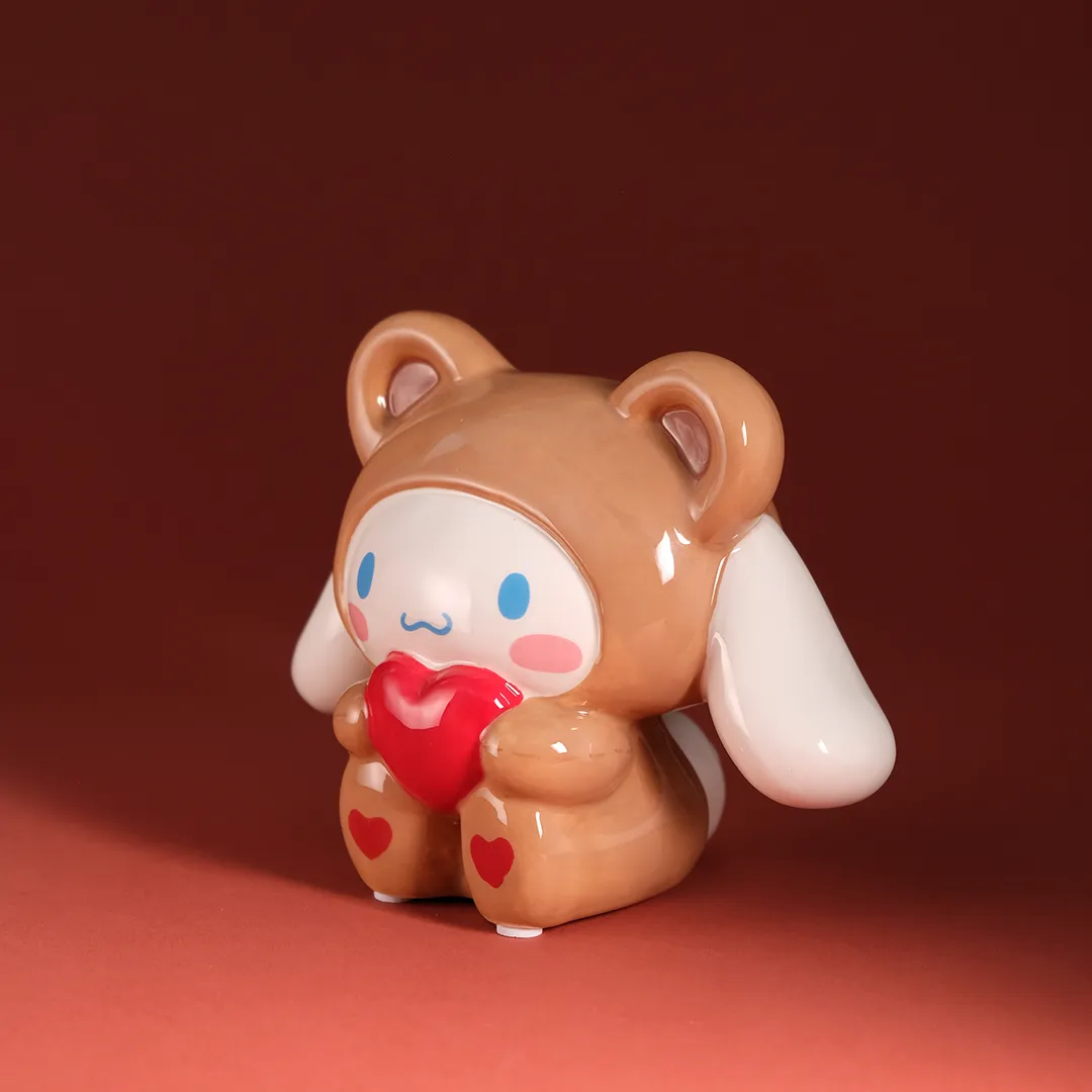 Hello Kitty Cinnamoroll & Teddy Bear Love keramikkfigur håndmalt