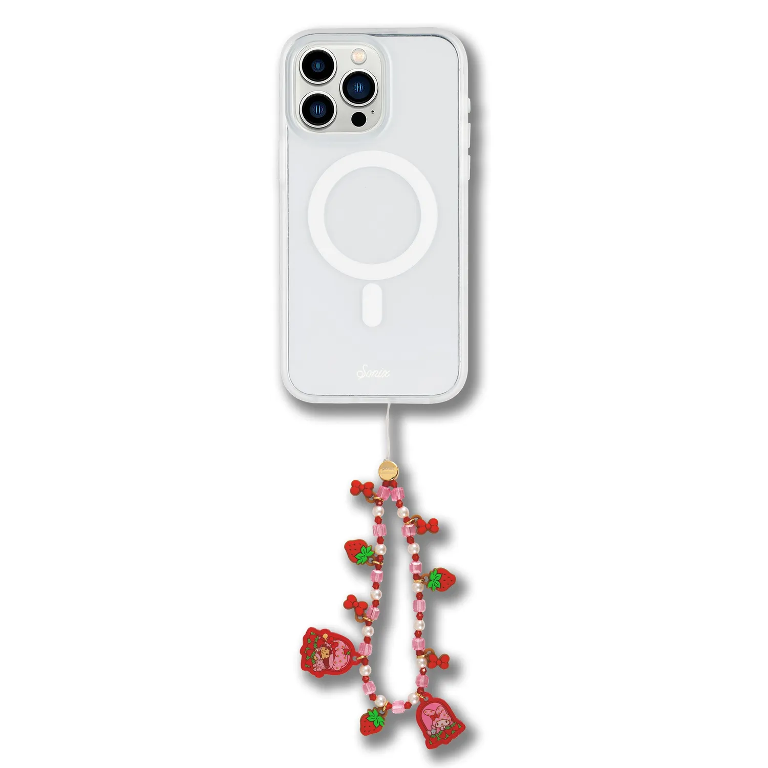 Hello Kitty My Melody x Sonix Strawberry Shortcake mobilstropp med perler