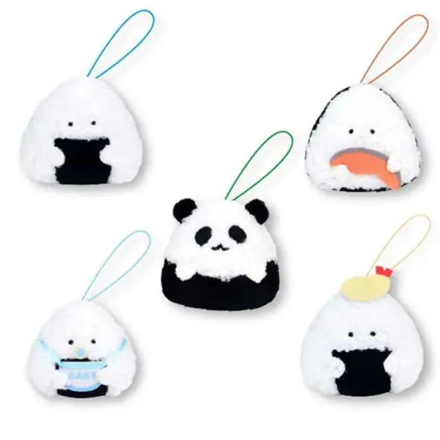 Fluffy Onigiri Plush Keychain Gacha plysjnøkkelring tilfeldig 5–6 cm