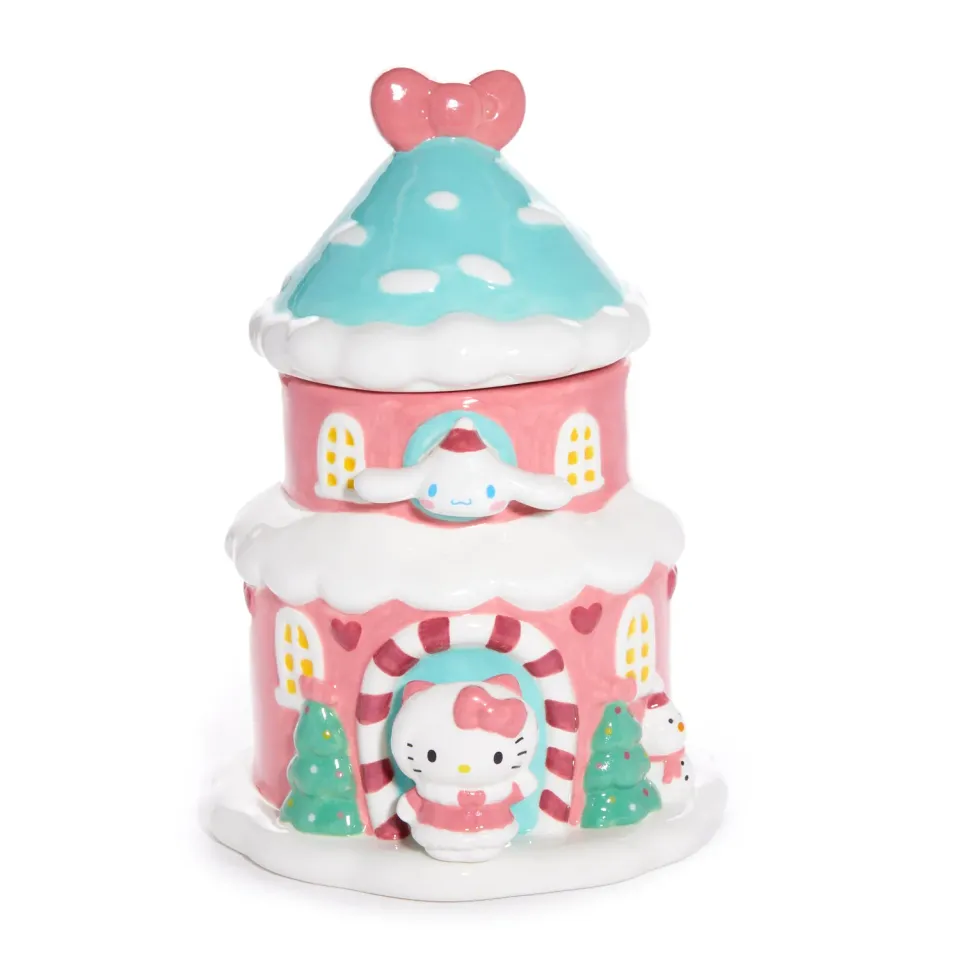 Hello Kitty and Cinnamoroll Ceramic Holiday Cottage Cookie Jar keramisk kakekrukke