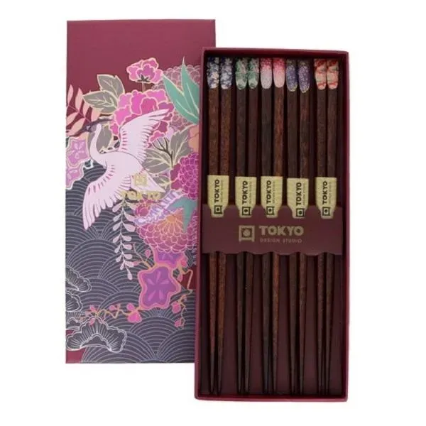 Japanese Flower Patterns spisepinner i gaveeske 5 par 22,5 cm tre