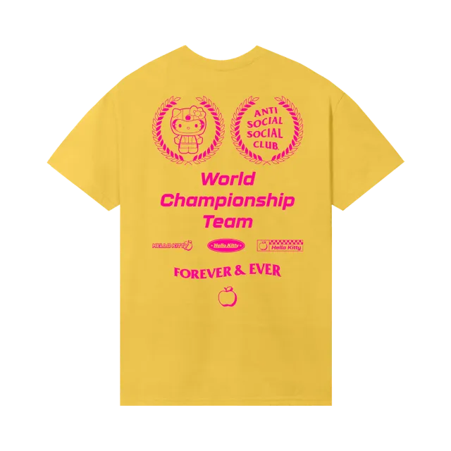 Anti Social Social Club x Hello Kitty World Champ Tee T-skjorte Lemon Yellow S