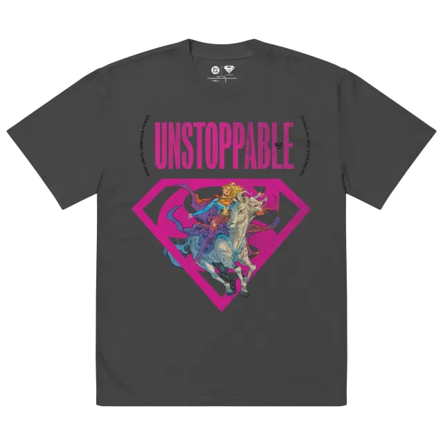 Batman Supergirl Unstoppable oversized T-skjorte Faded Black