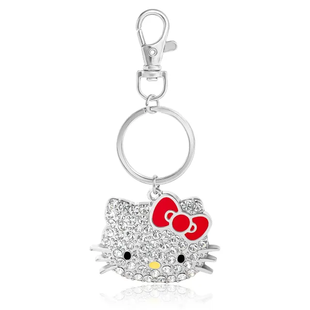 Hello Kitty Face Pave 3D Bling nøkkelring rød