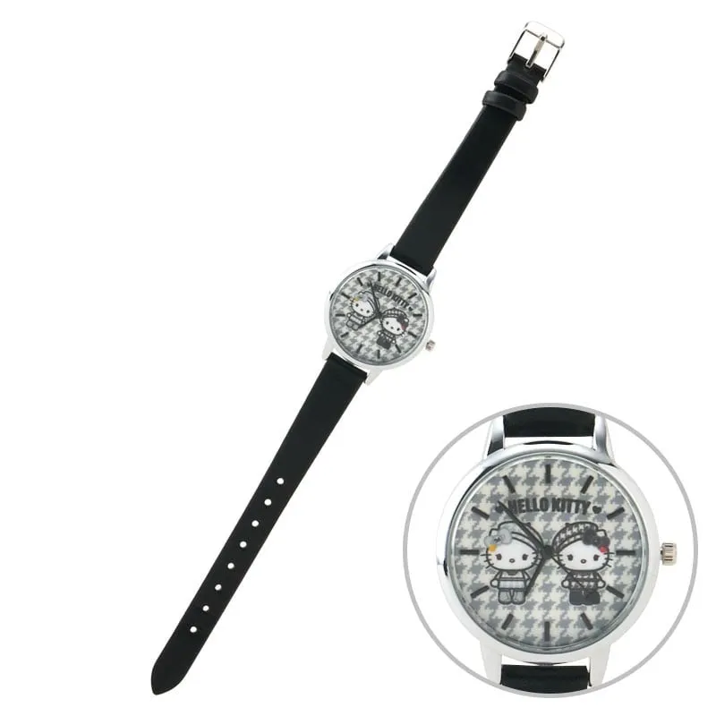 Hello Kitty Monochrome Birthday Twins armbåndsur svart-hvitt