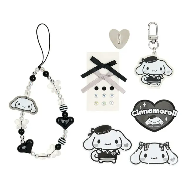 Hello Kitty Silver Houndstooth Series Cinnamoroll Smartphone Charm Set