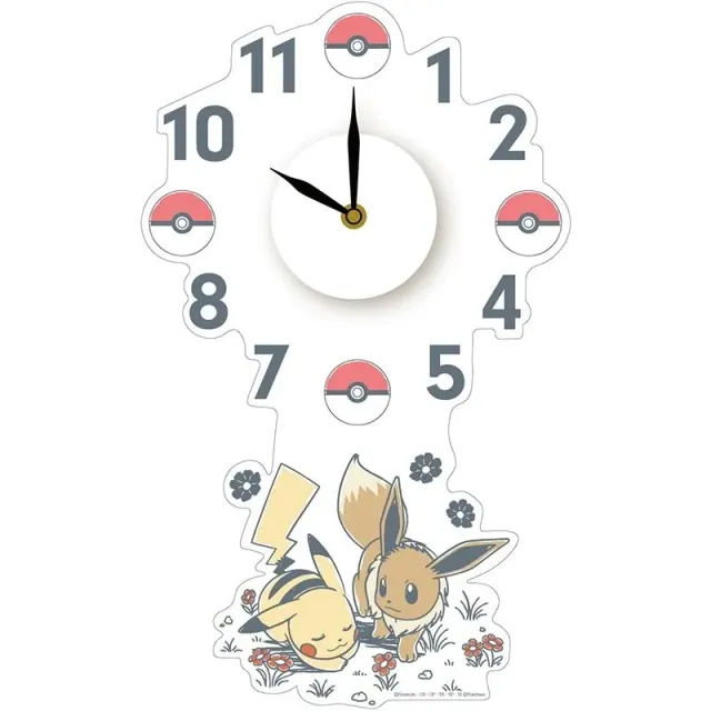 Pokemon Clock Wall Sticker Pikachu & Eevee veggklokke AA