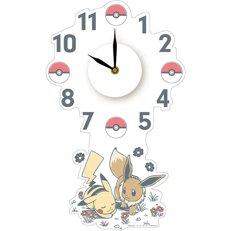 Pokemon Clock Wall Sticker Pikachu & Eevee veggklokke AA