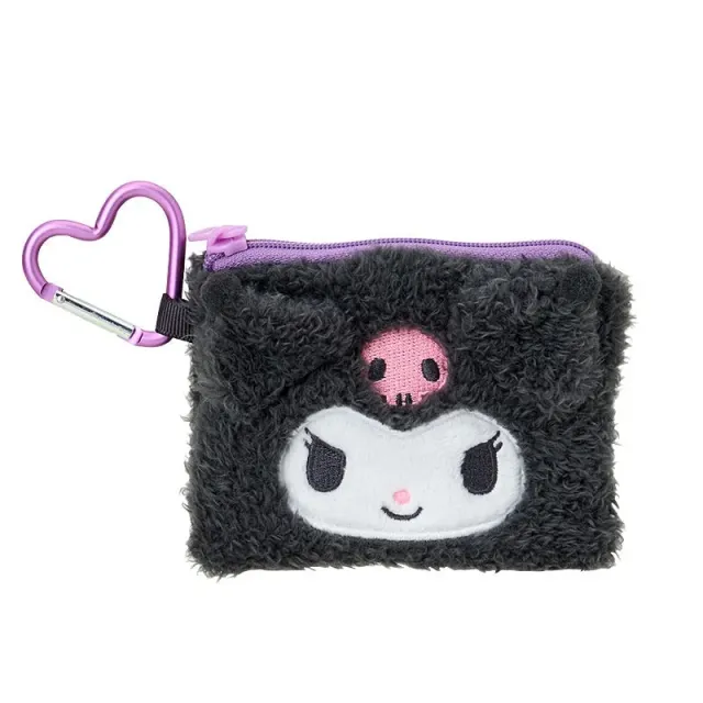 Kuromi Fuzzy Mini Zipper Pouch liten pung med karabinkrok