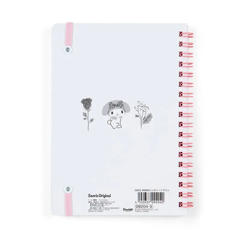 Hello Kitty My Melody Lined Notebook notatbok med strikk 60 ark