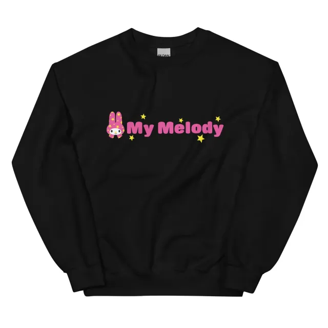 Hello Kitty My Melody Starstruck Logo Classic Crewneck genser svart