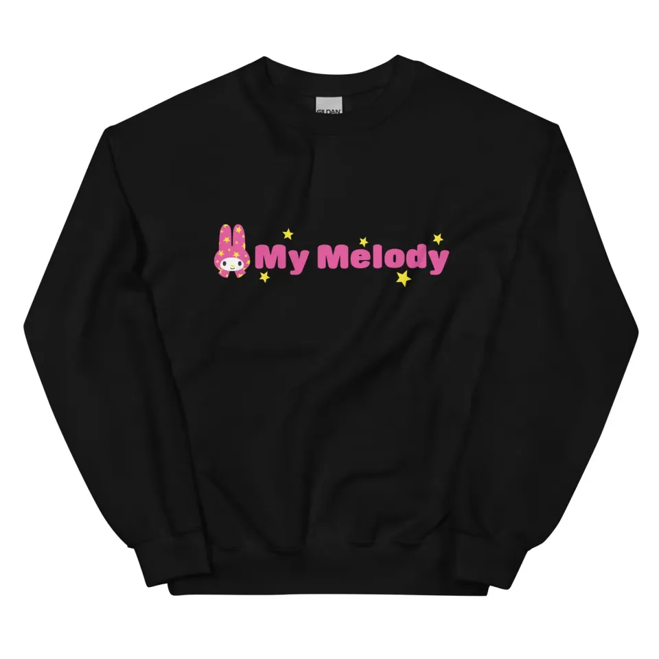 Hello Kitty My Melody Starstruck Logo Classic Crewneck genser svart
