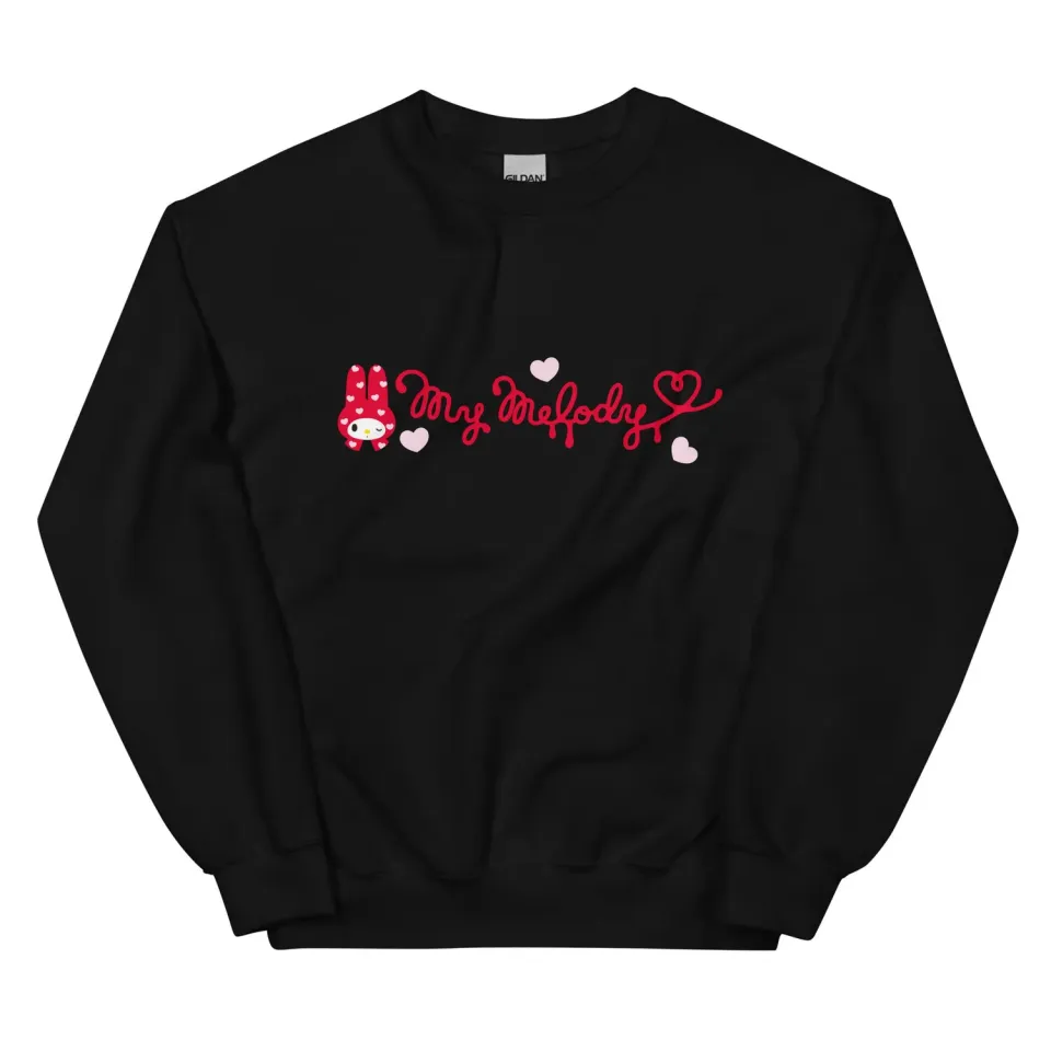 Hello Kitty My Melody Sweetheart Logo Classic Crewneck collegegenser svart