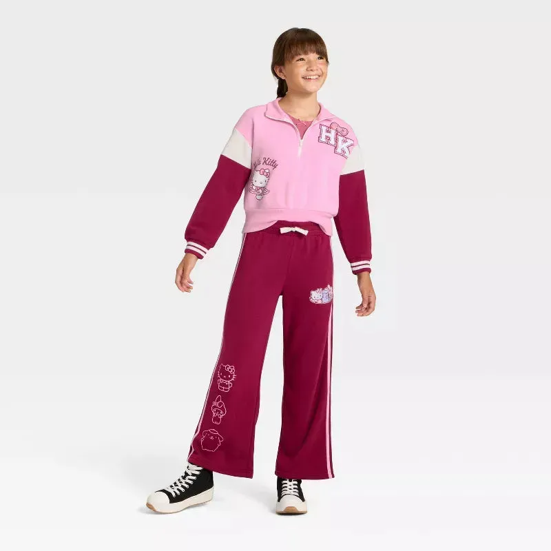 Hello Kitty Girls Quarter-Zip Fleece Varsity Sweatshirt collegegenser multicolor XS–XXL+