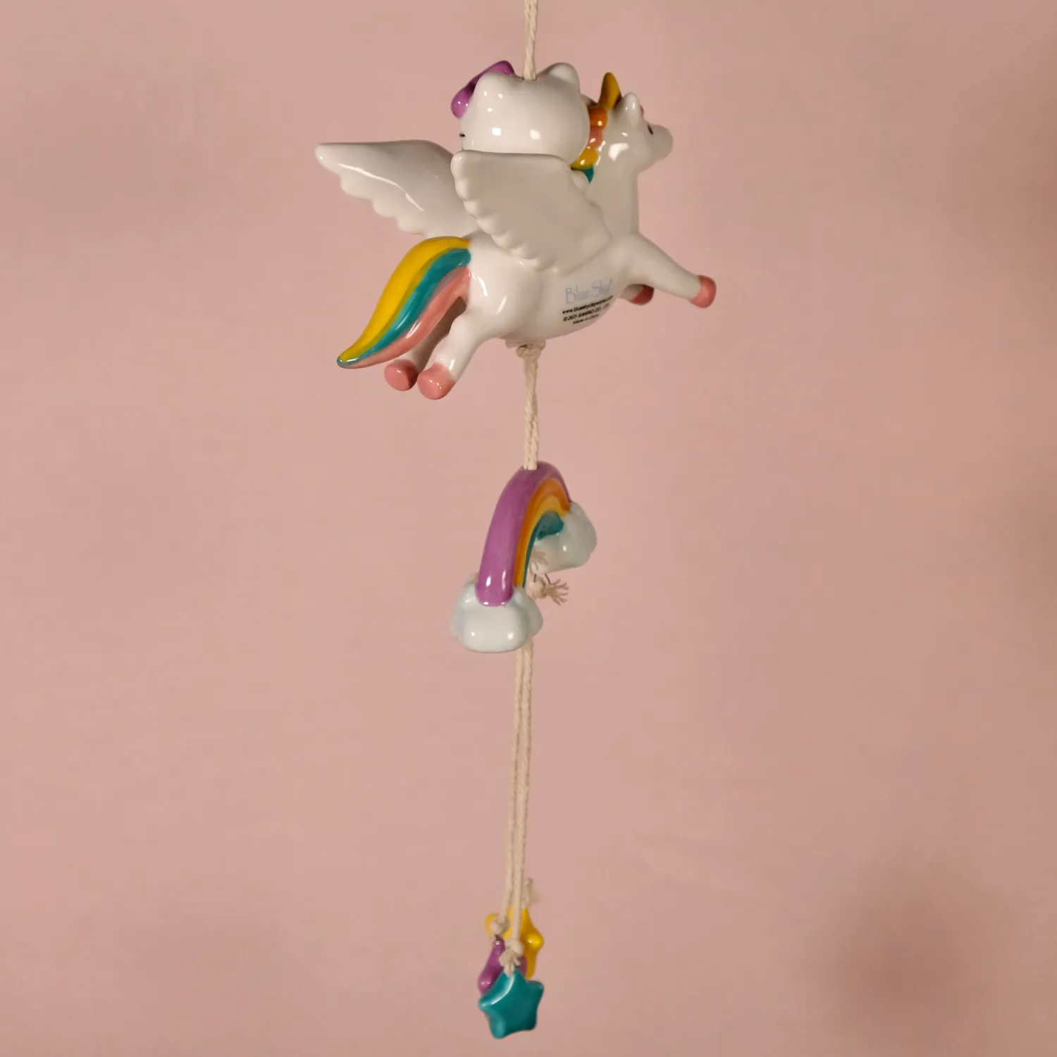 Hello Kitty Celestial keramisk vindspill enhjørning 42 cm håndmalt