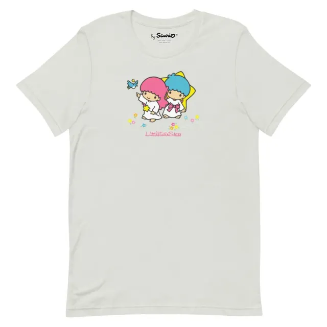 Hello Kitty LittleTwinStars Classic Logo T-skjorte sølv S