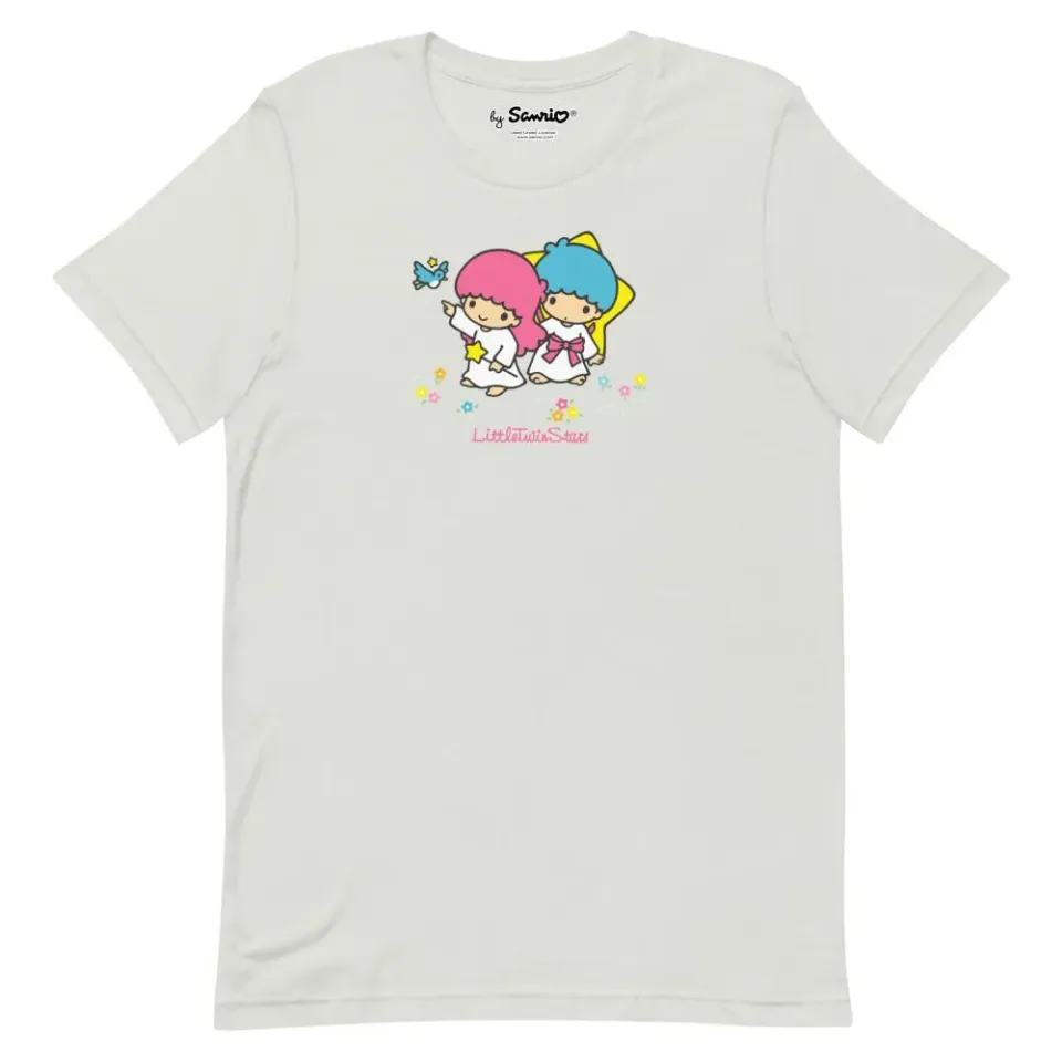 Hello Kitty LittleTwinStars Classic Logo T-skjorte sølv S