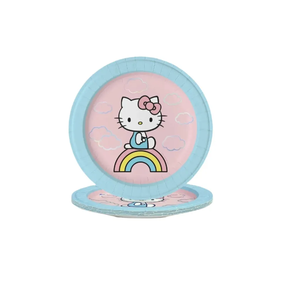 Hello Kitty Rainbow Skies desserttallerkener 8-pakning papir