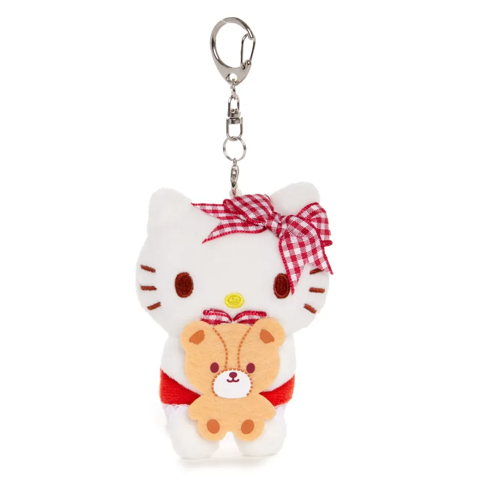 Hello Kitty Plush Mascot Keychain nøkkelring rød gingham