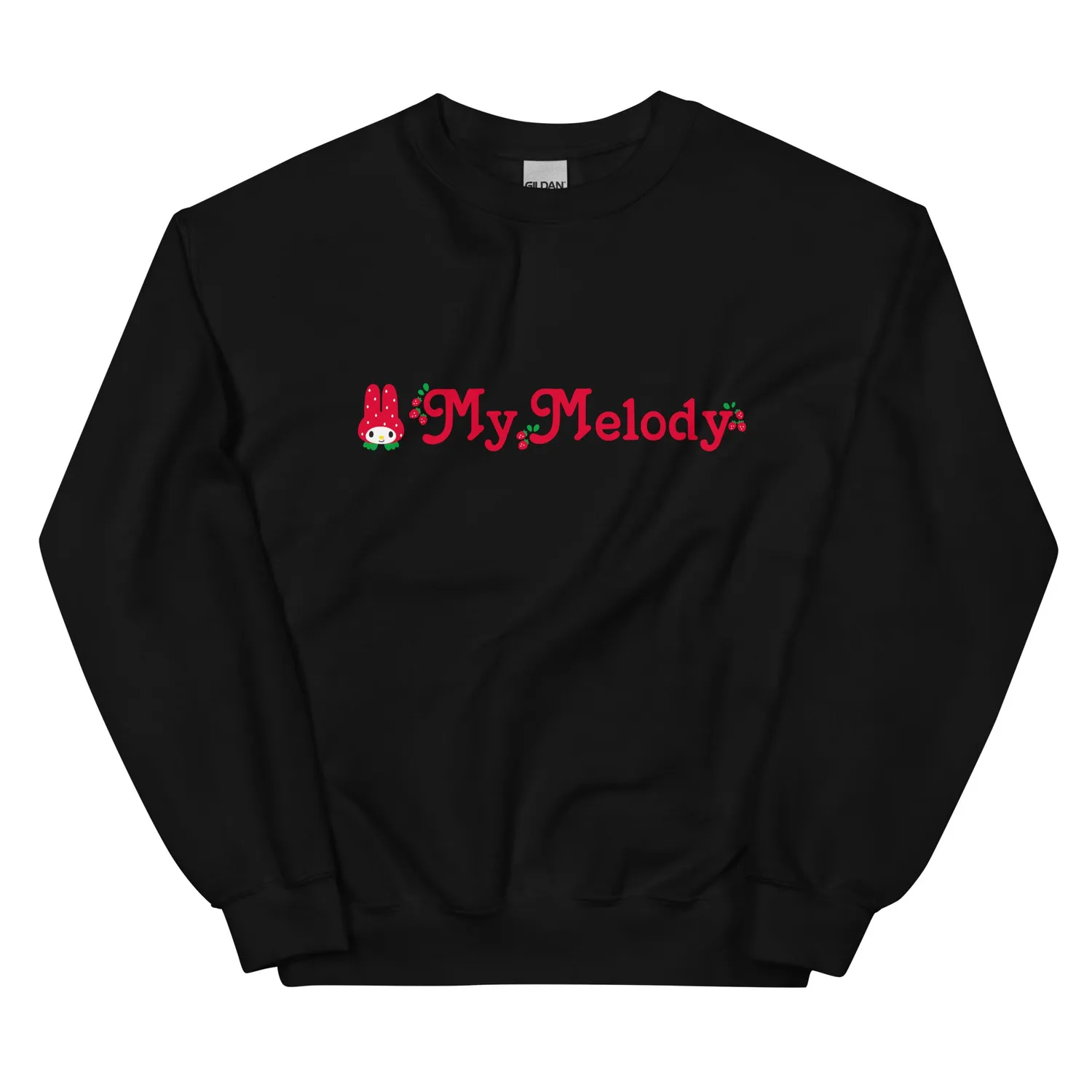Hello Kitty My Melody Strawberry Logo Classic Crewneck collegegenser svart