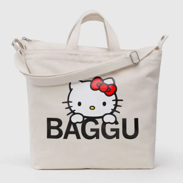 Hello Kitty x Baggu Horizontal Zip Duck Bag Big Face veske resirkulert bomull