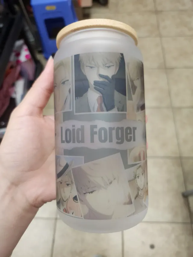 Anitaku Spy Dad 16 oz glasskopp med bambuslokk