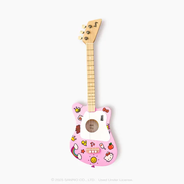 Hello Kitty x Loog Kids Mini akustisk gitar rosa 3-strengers
