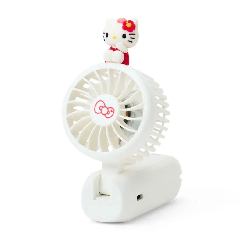 Hello Kitty 2-Way Portable Handy Fan håndvifte hvit USB og batteri