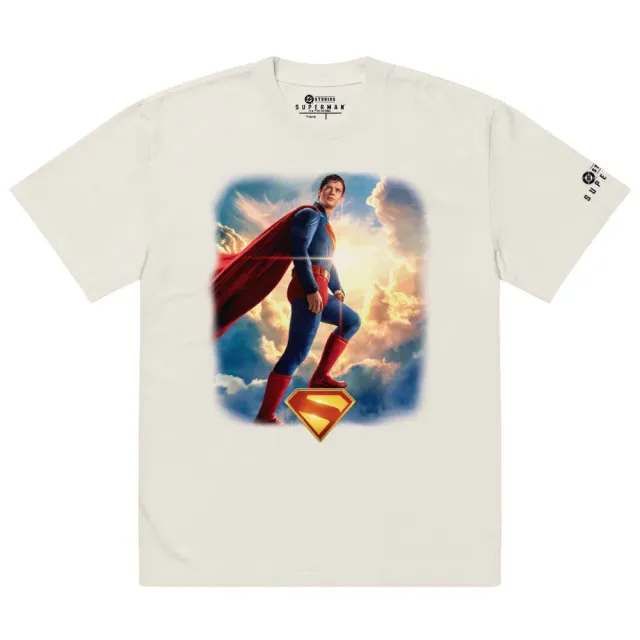 Batman SUPERMAN 2025 Oversized Faded T-Shirt Hero oversized T-skjorte Faded Bone