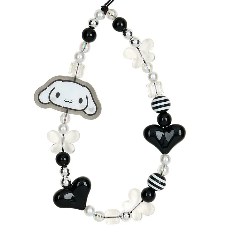 Hello Kitty Silver Houndstooth Series Cinnamoroll Smartphone Charm Set