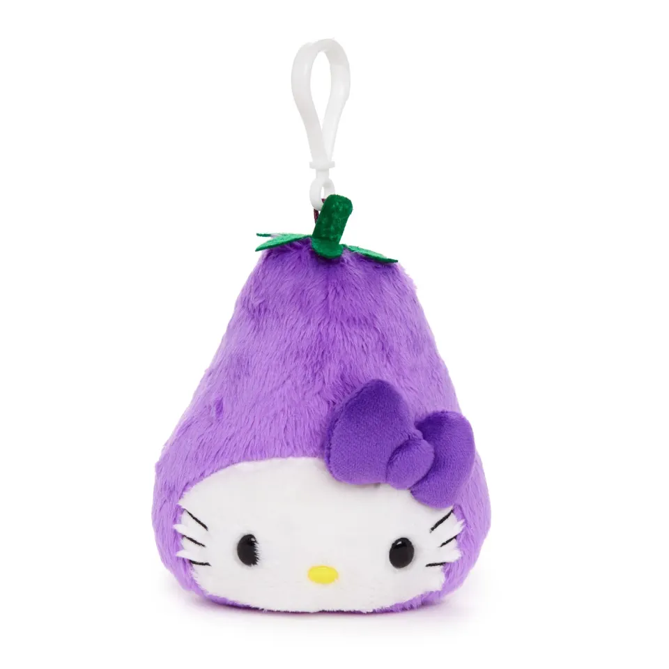 Hello Kitty Eggplant Plush Mascot Clip kosedyrklype aubergine 4 tommer