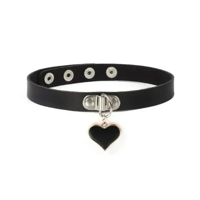 Neo Tokyo Lolita Fashion PU-skinn choker med svart hjerte