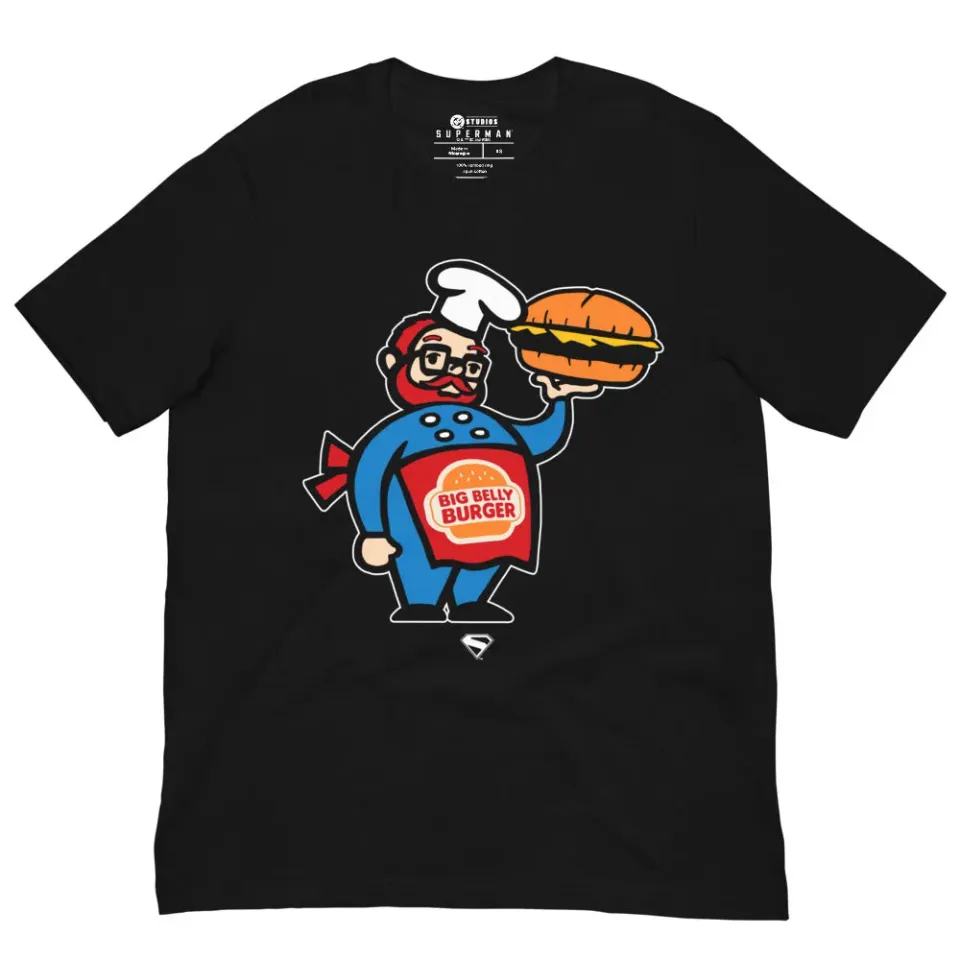 Batman SUPERMAN (2025 Movie) Big Belly Burger t-skjorte svart