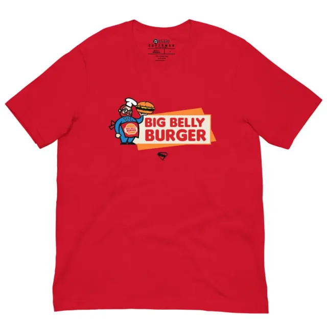 Batman Superman (2025 Movie) Big Belly Burger-logo T-skjorte rød