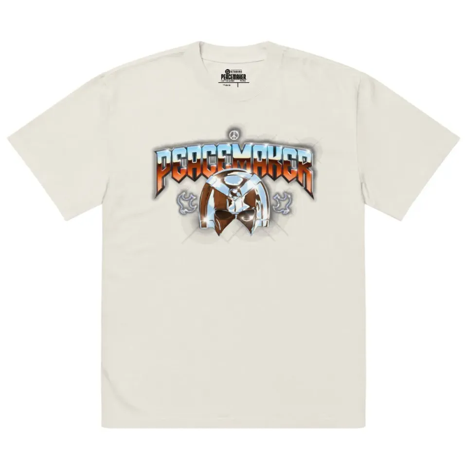 Batman Peacemaker Helmet oversized t-skjorte Faded Bone heavyweight