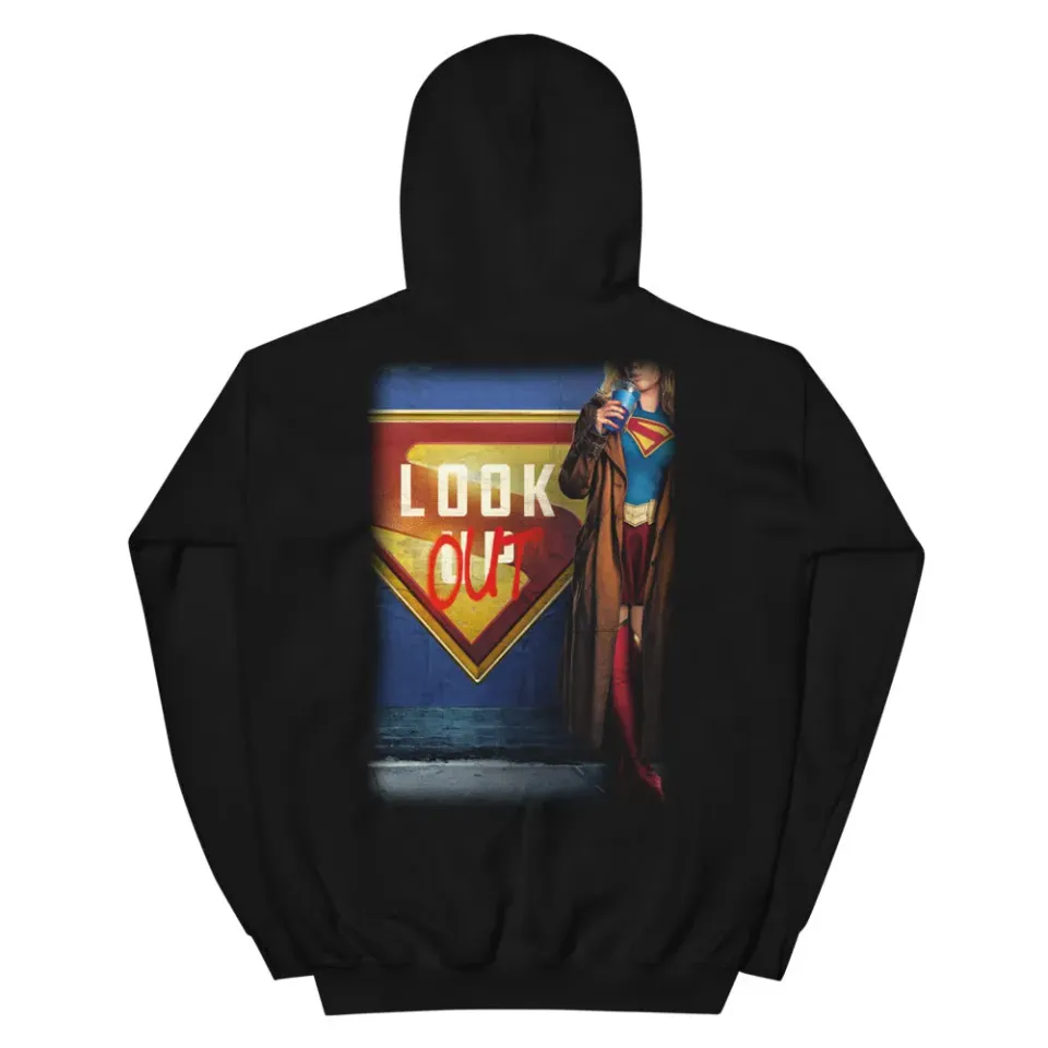 Supergirl Look Out Hoodie hettegenser svart bomullsblanding