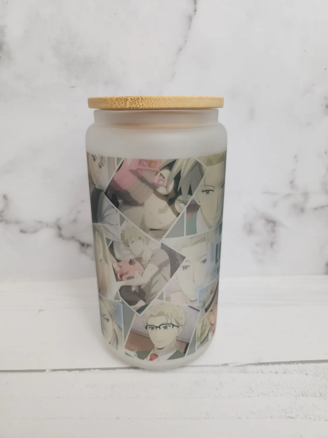 Anitaku Spy Dad 16 oz glasskopp med bambuslokk